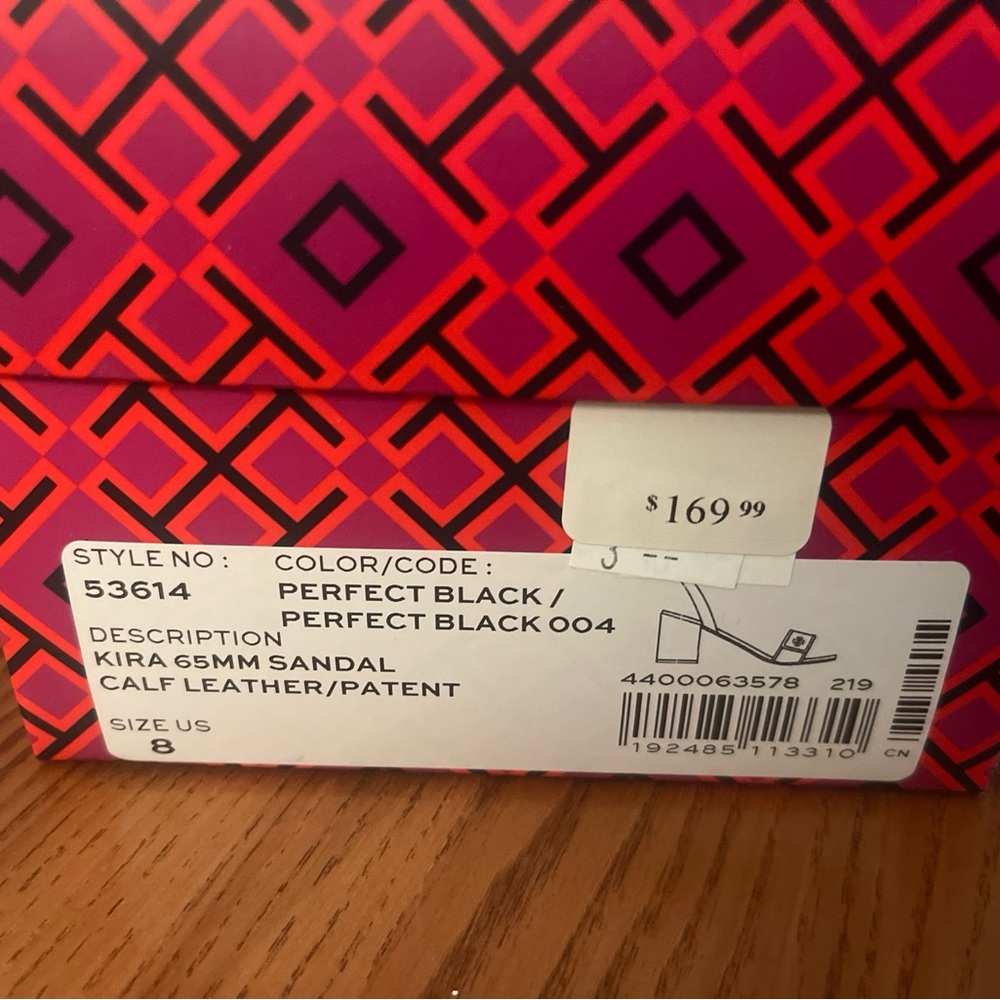 Tory Burch Black and Gold Block Heel Sandals - Picture 3 of 3